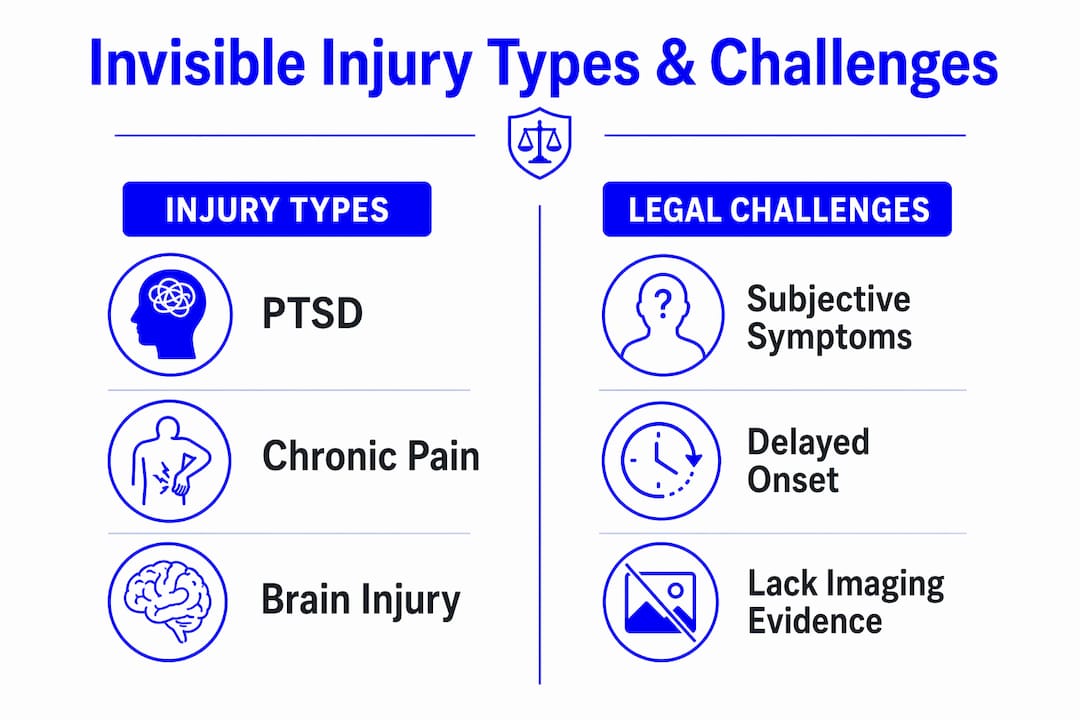 Infographic comparing injury types and legal challenges