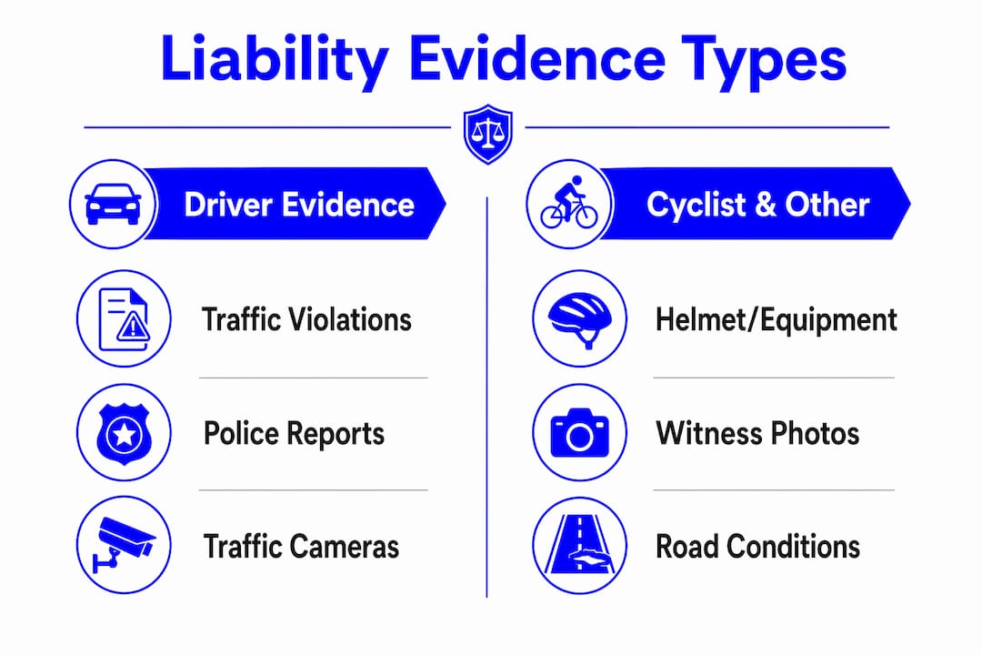 Infographic comparing evidence types for bicycle accident liability