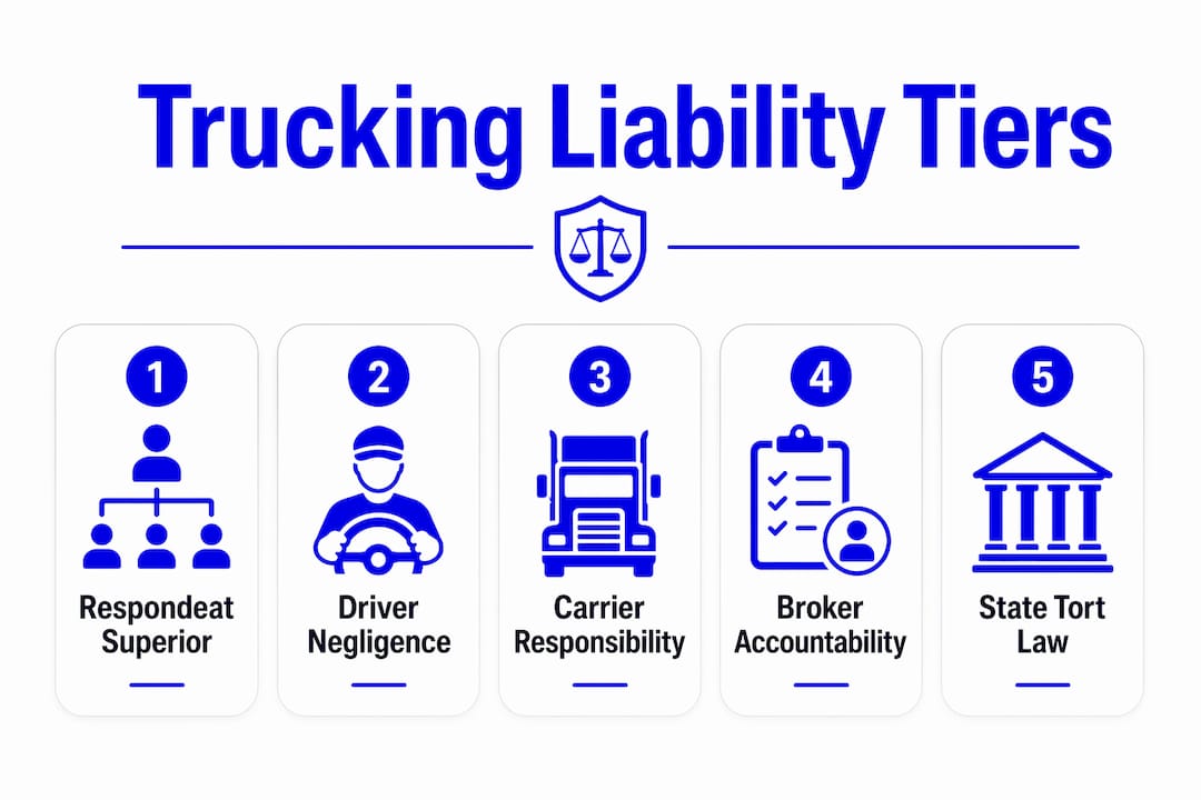 Infographic illustrating trucking liability hierarchy
