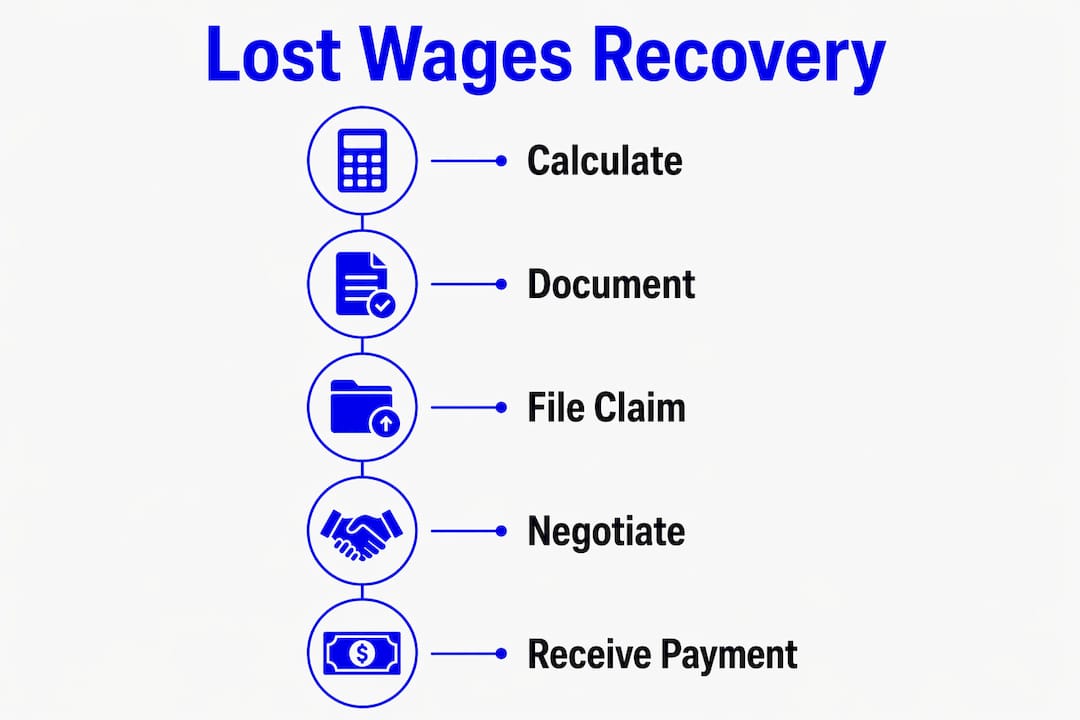 Infographic showing steps to recover lost wages after car accident