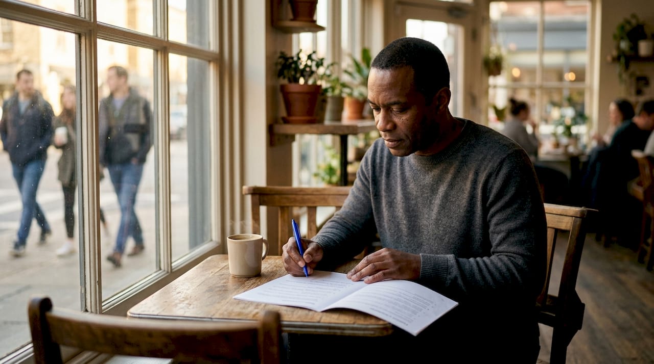 Man taking notes on legal compensation timeline
