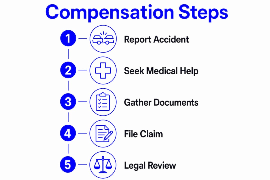 Infographic showing step-by-step compensation claim process