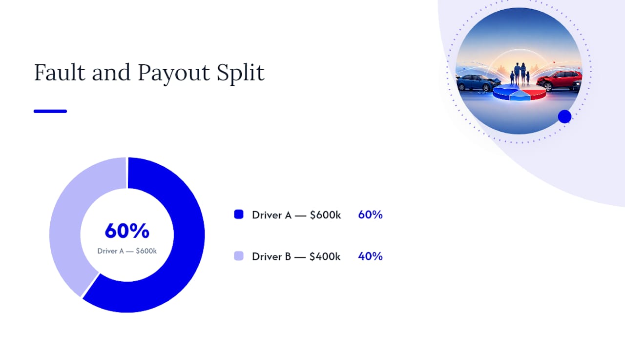 Diagram showing fault percentage and insurer payment division