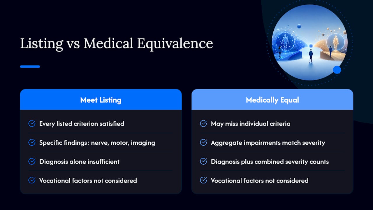 Listing match versus medical equivalence comparison