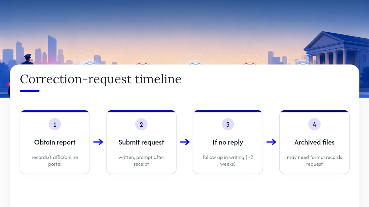 Police report correction request timeline