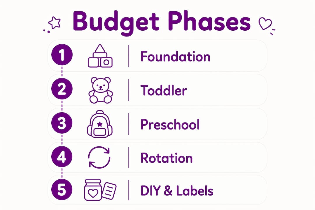 Infographic illustrating budget phases for bilingual materials
