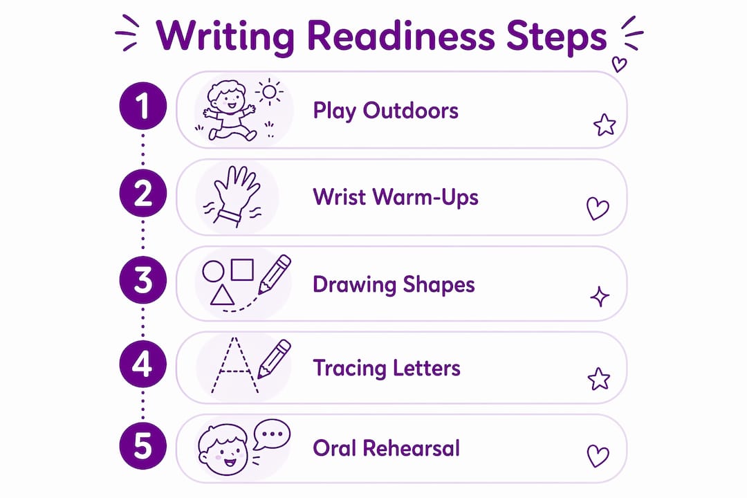 Infographic showing steps for writing readiness