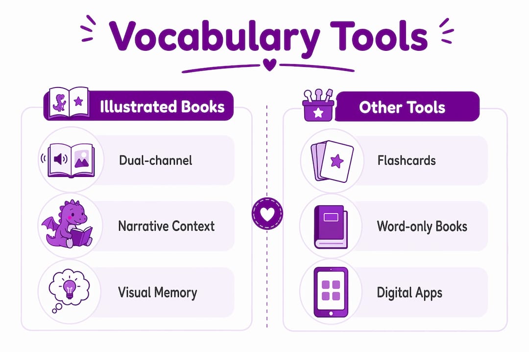 Comparing illustrated books versus other vocabulary tools