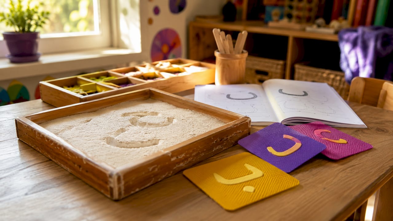 Multisensory heritage language tracing tools close-up
