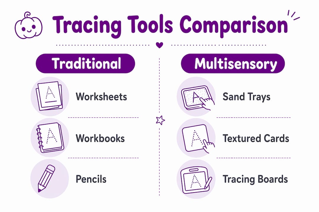 Infographic comparing traditional and multisensory tracing tools