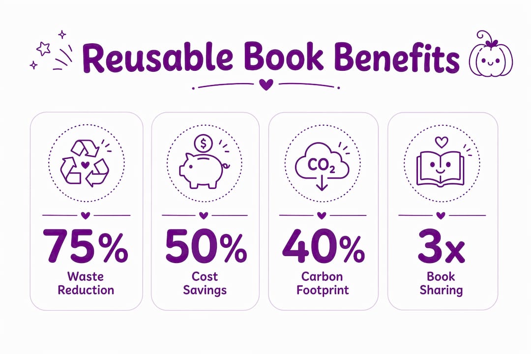 Infographic showing benefits of reusable books