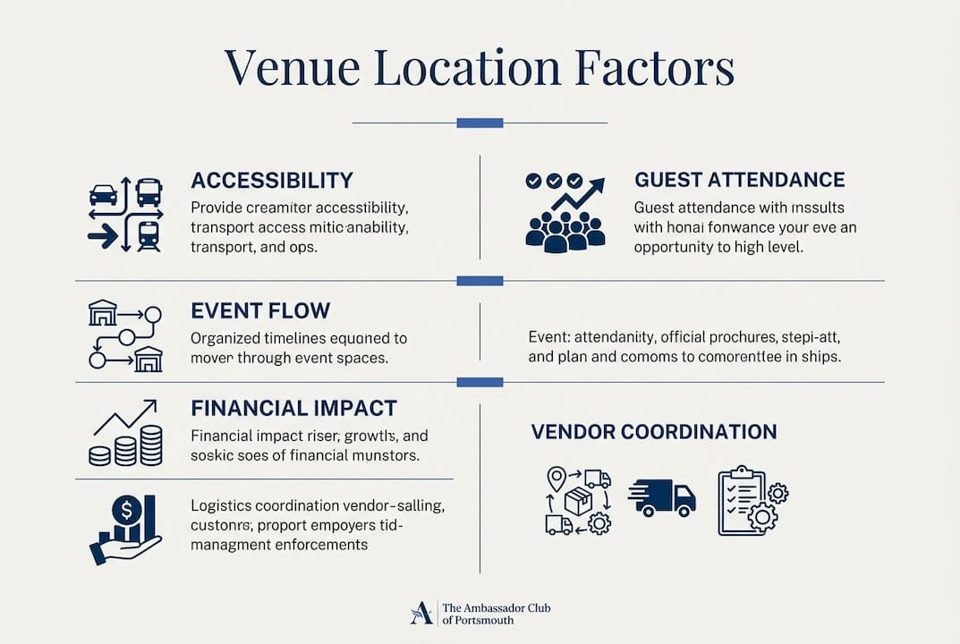 Infographic illustrating key factors of wedding venue location