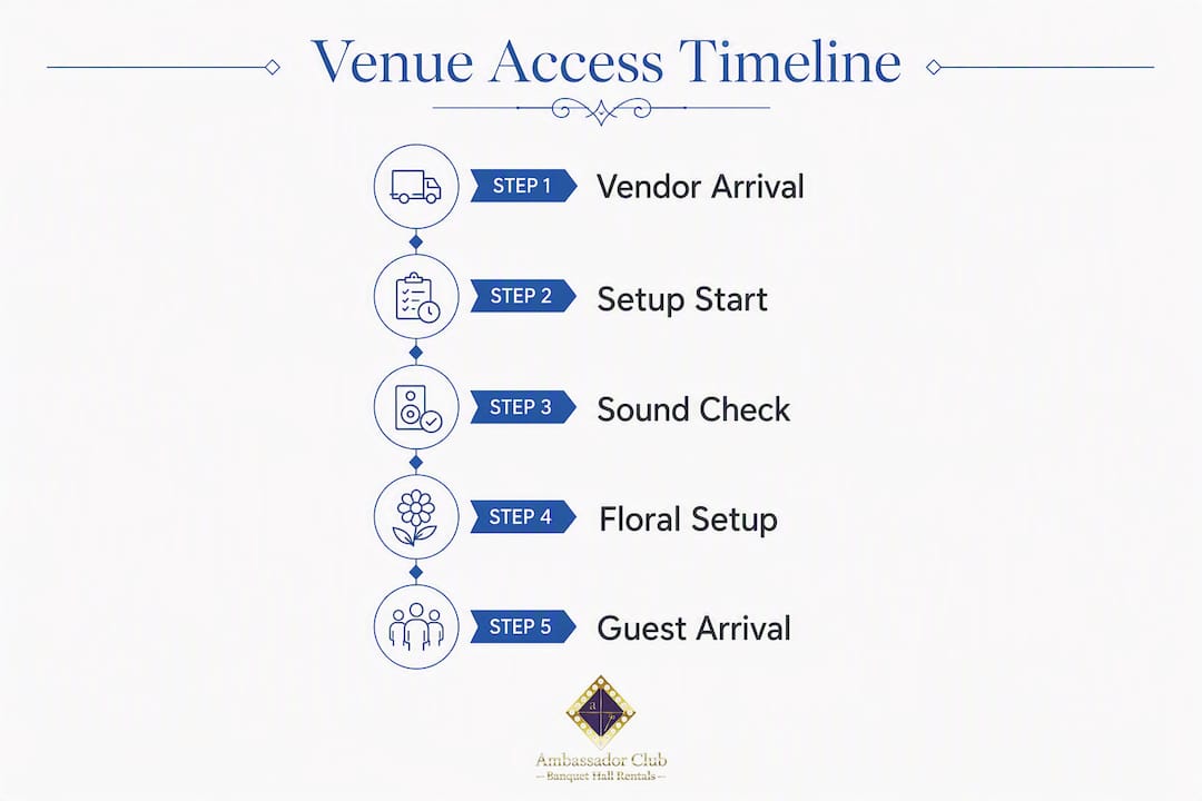 Infographic showing wedding venue access time steps
