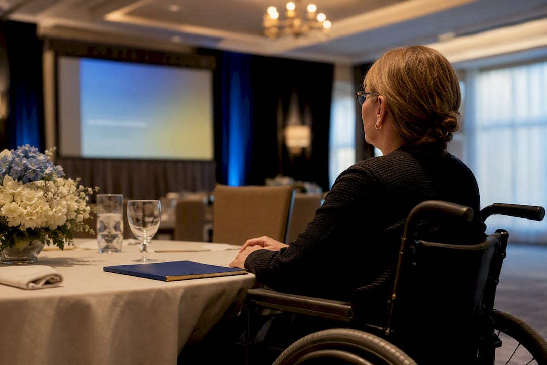 Accessible guest checking event screen sightline