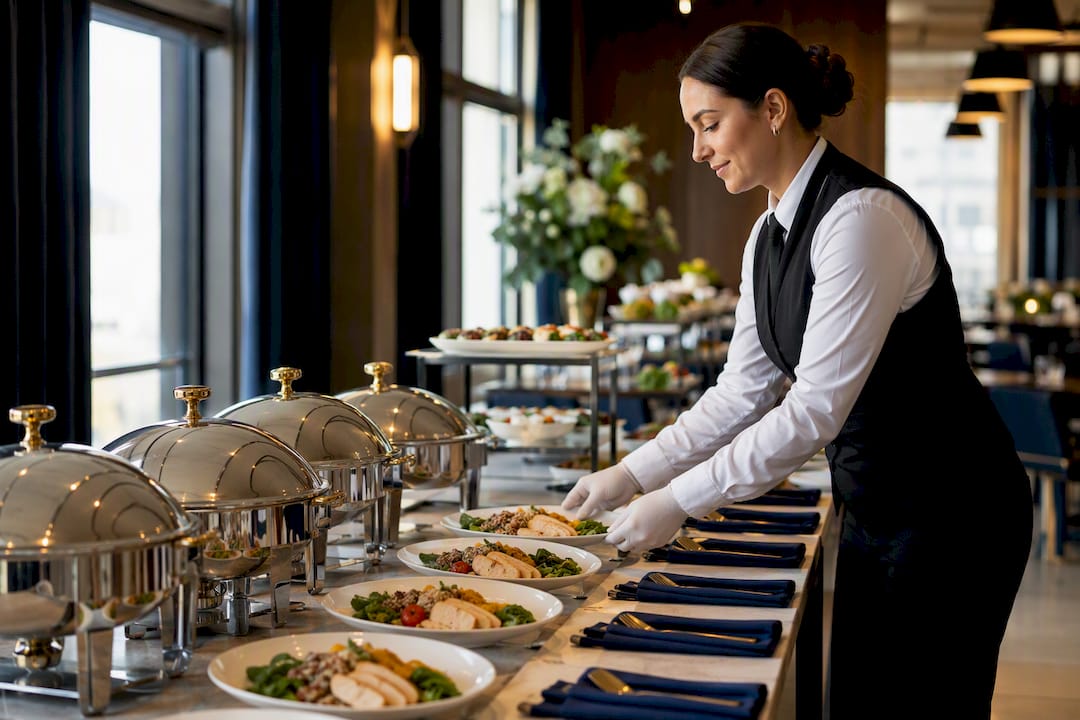 Corporate buffet showing scalable catering formats