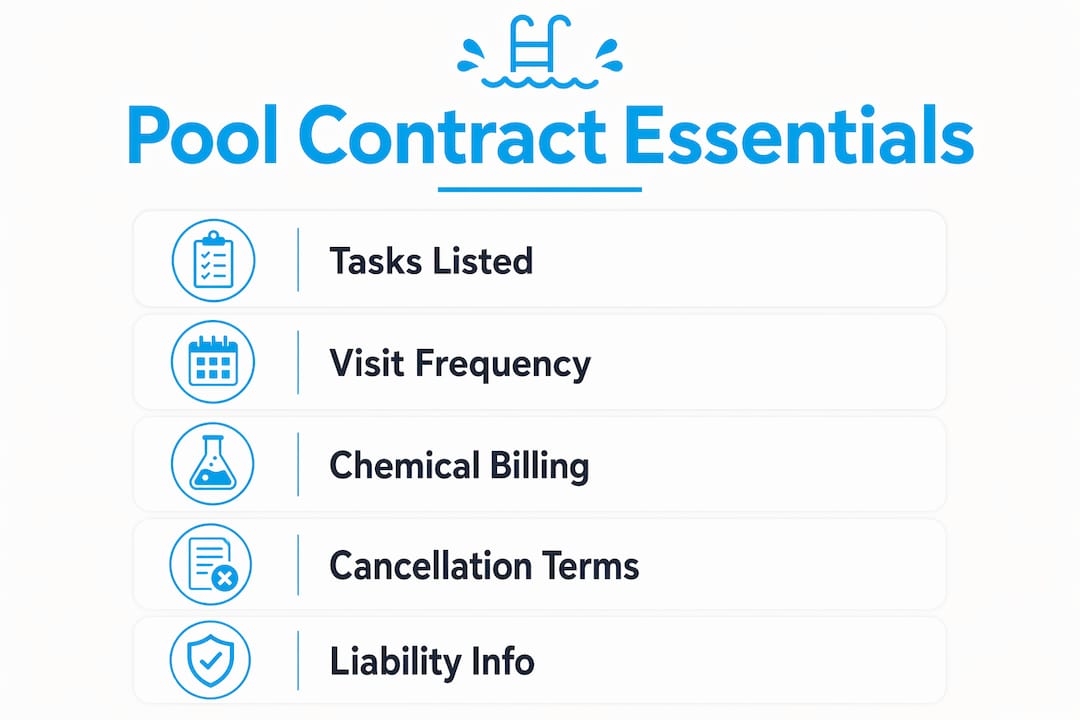 Infographic showing key elements of a pool service contract