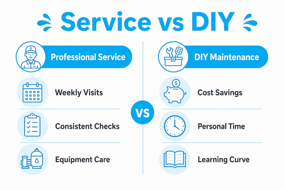 Infographic comparing professional pool service and DIY maintenance