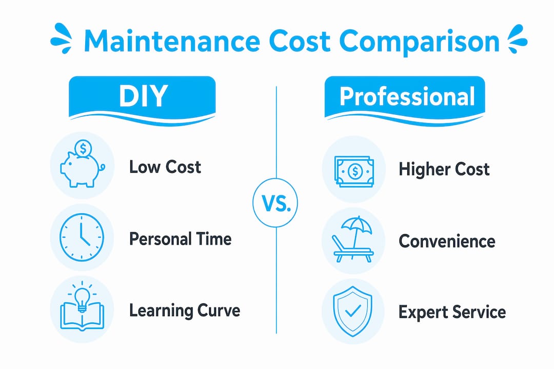 Infographic comparing DIY and professional pool maintenance costs