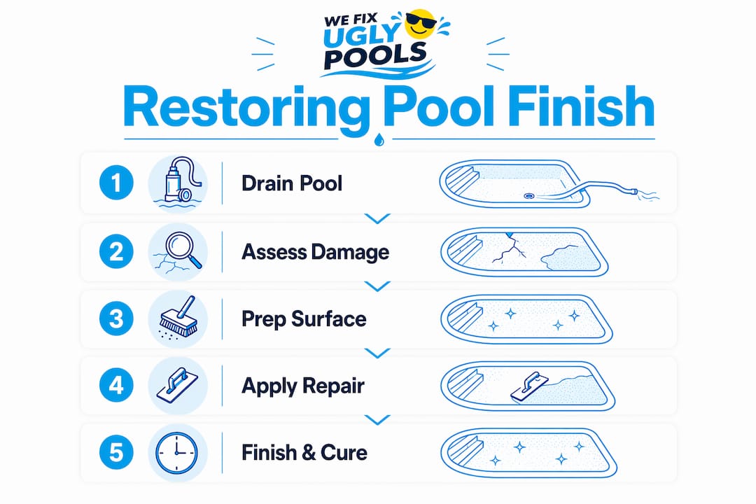 Infographic showing step-by-step pool restoration process