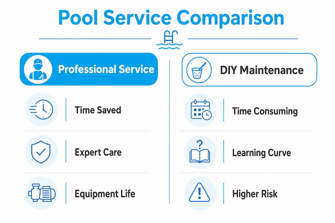Infographic comparing professional pool service and DIY maintenance