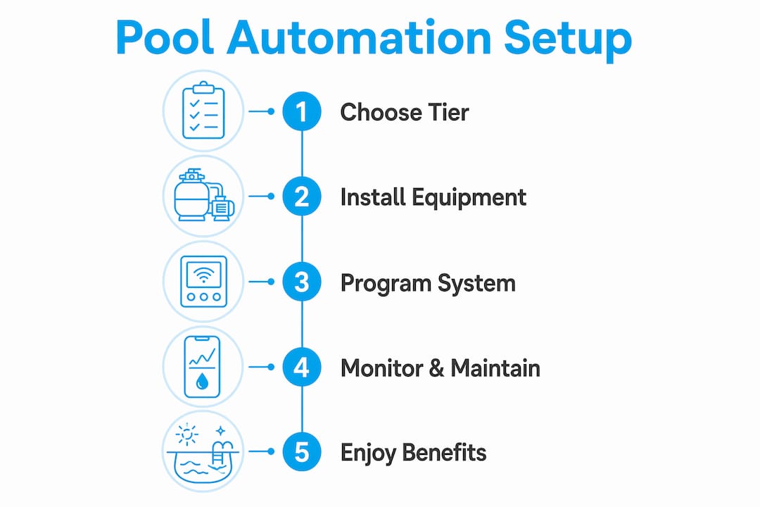 Infographic showing pool automation setup steps