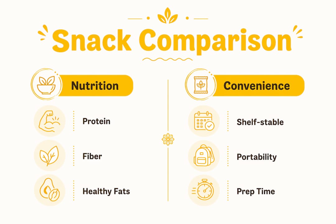 Infographic comparing nutrition and convenience of snacks
