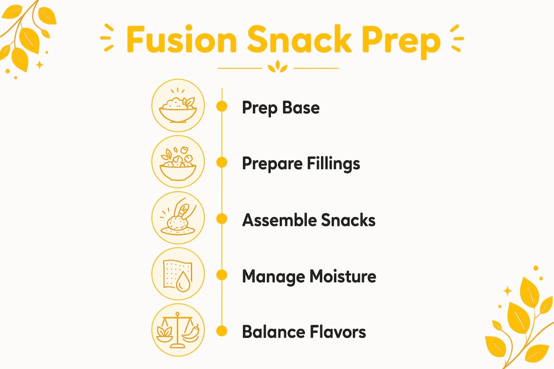Infographic showing Indian snack fusion preparation steps