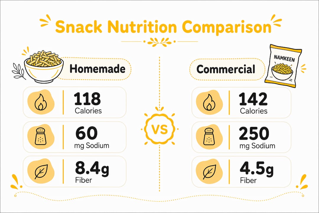 Infographic comparing homemade and commercial snack nutrition