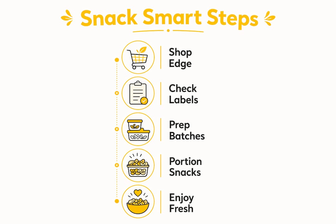 Infographic detailing steps to choose and prepare minimally processed snacks