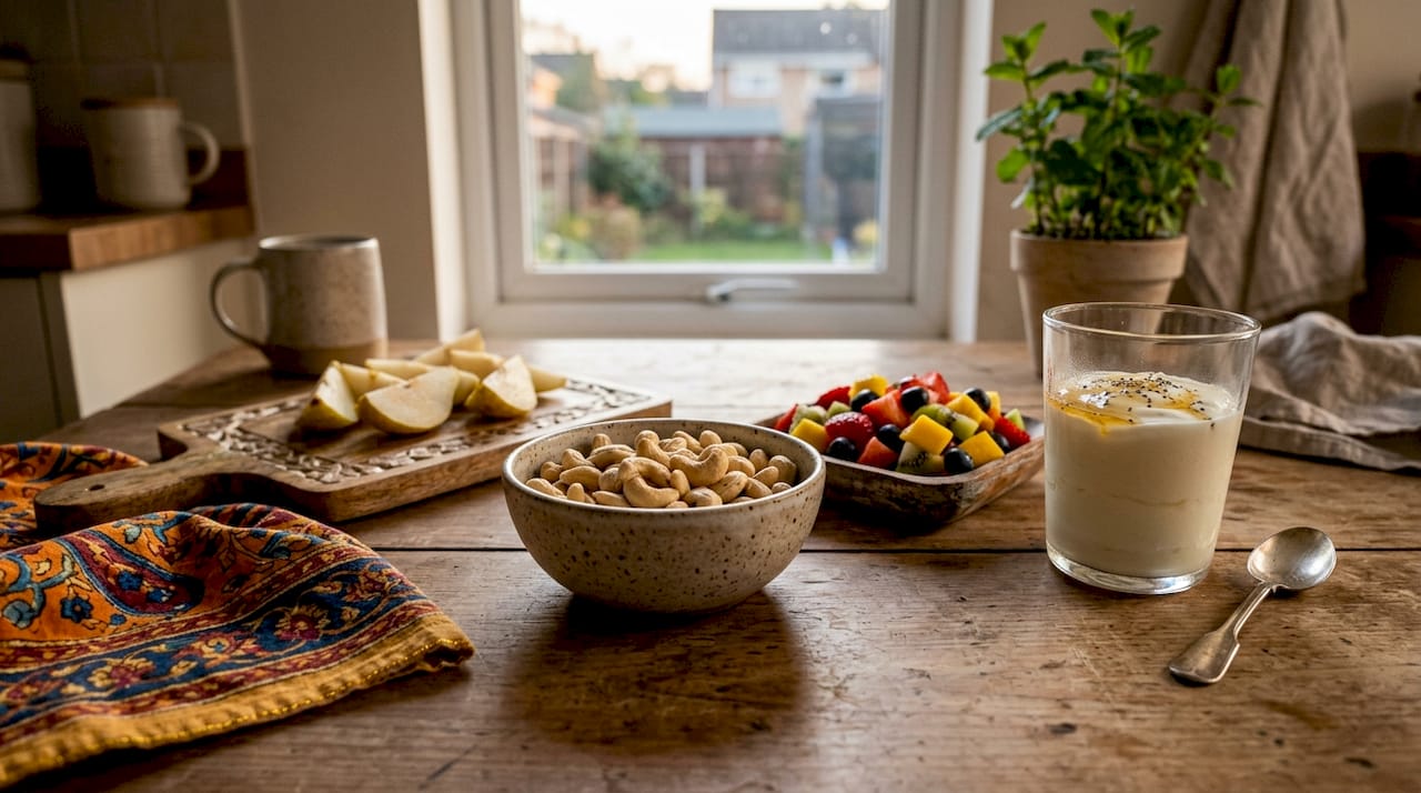 Assortment of minimally processed snacks on kitchen counter