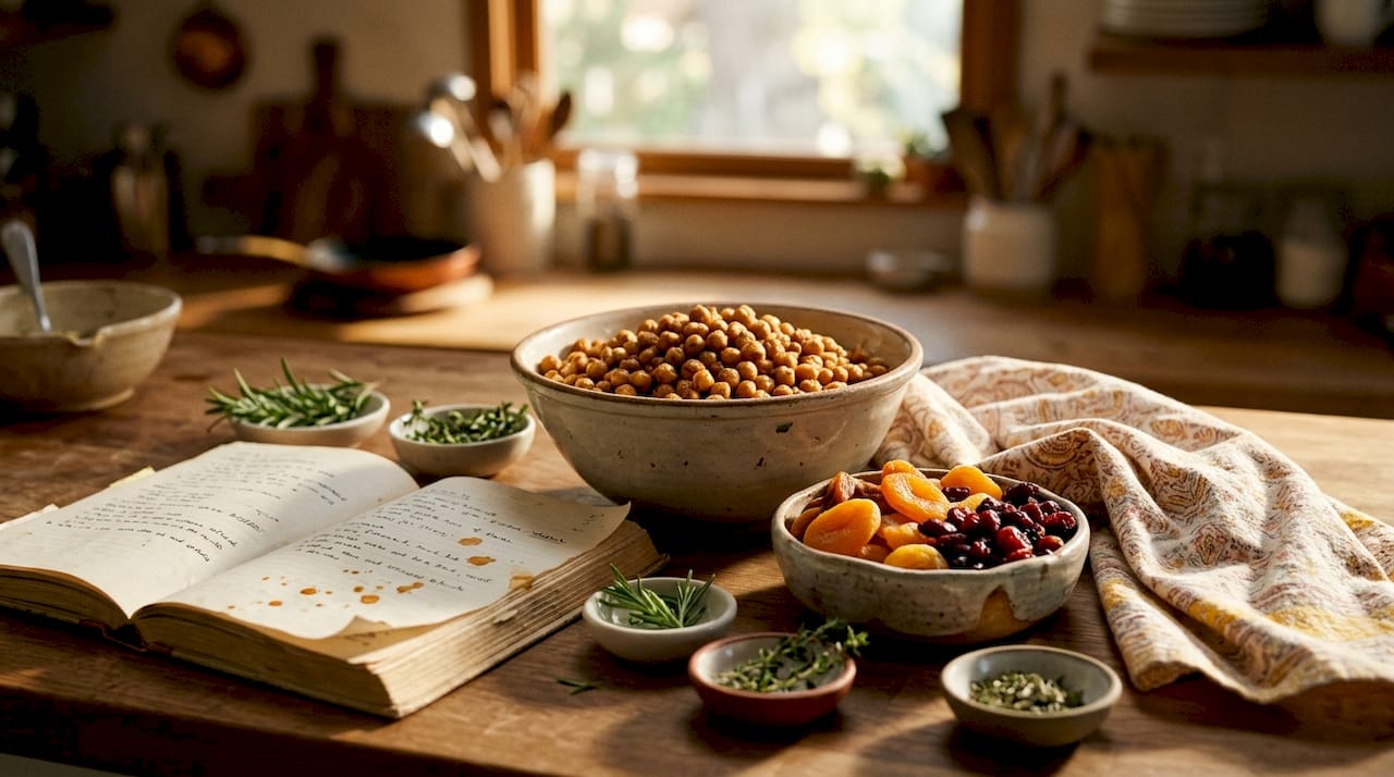 Close-up of natural protein and fiber snack ingredients