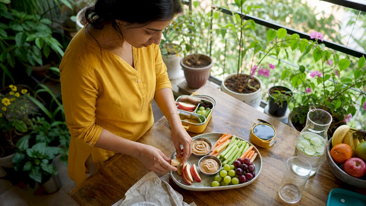 Mother preparing allergy-safe school snacks