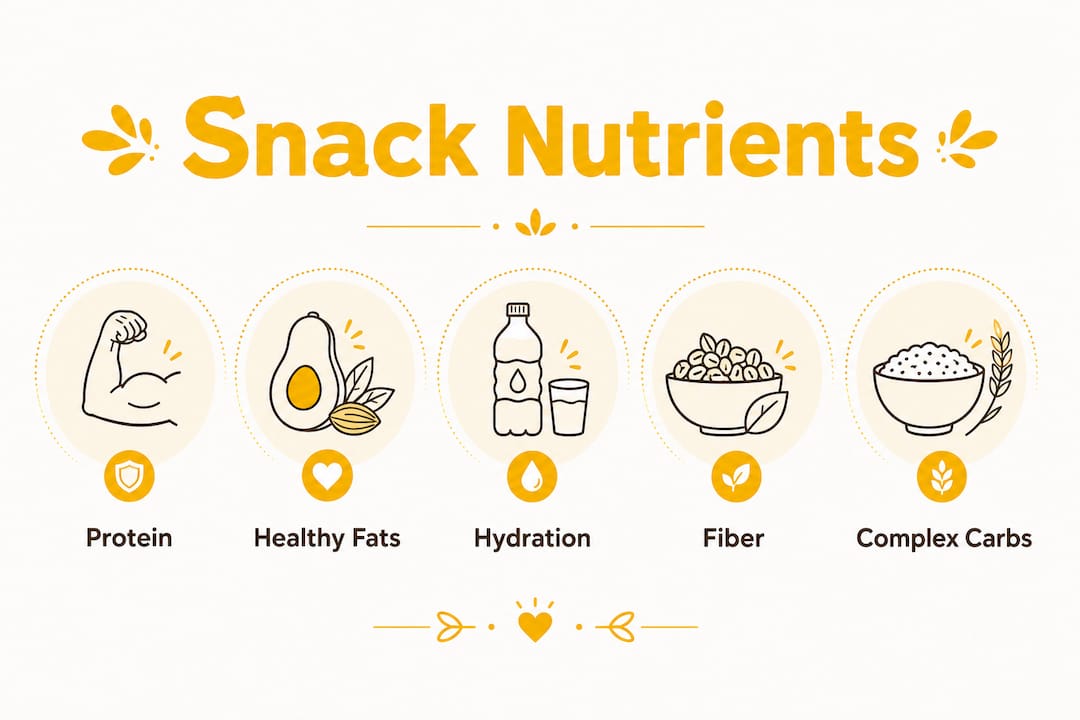 Infographic showing key nutrients for effective snacking