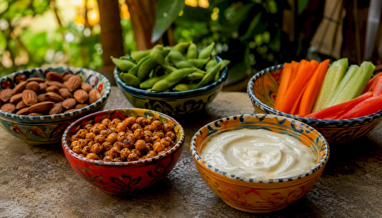 Assorted low-sodium snack ingredients