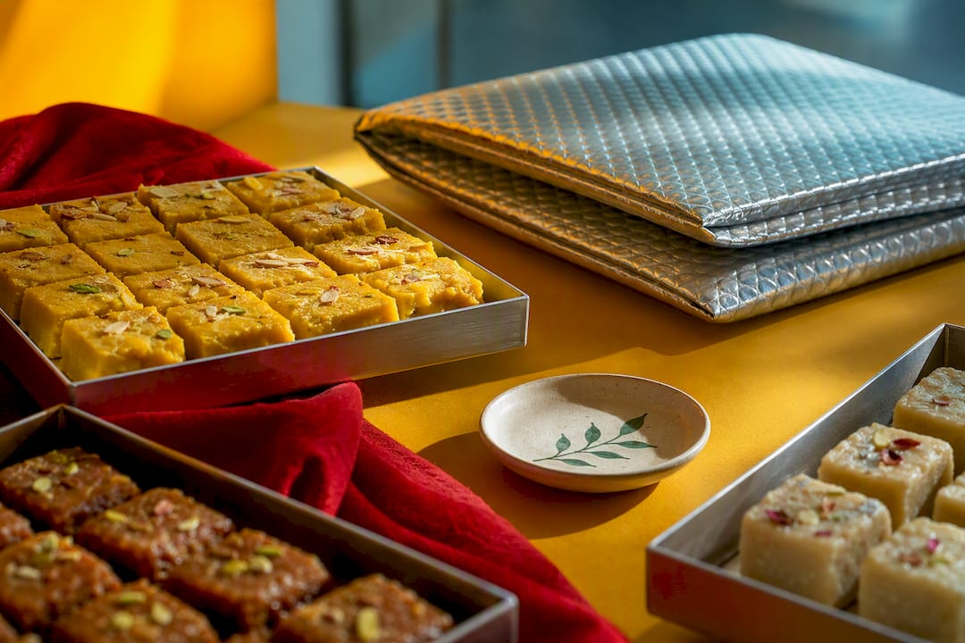 Vegan Indian sweets prepared for fresh shipping