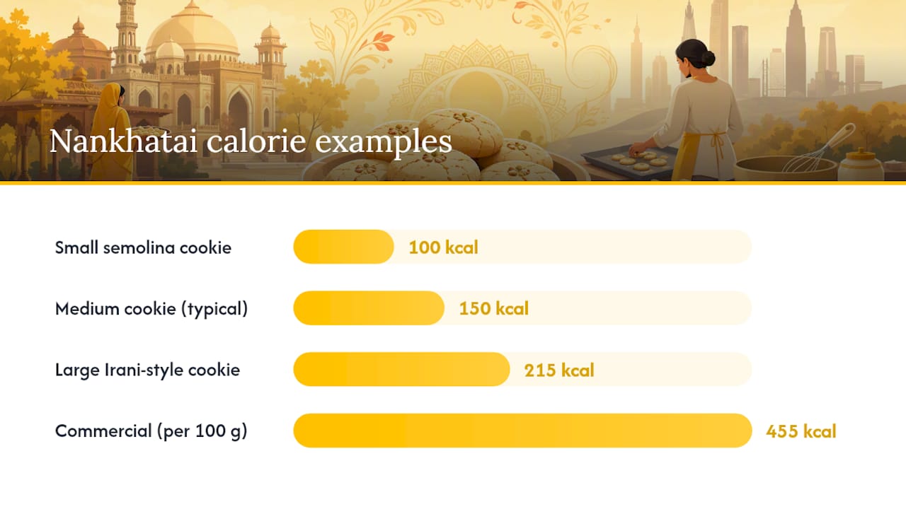Nankhatai calorie range per cookie
