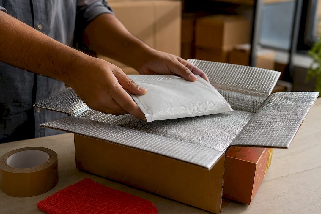 Insulated packaging prepared for sweets shipping