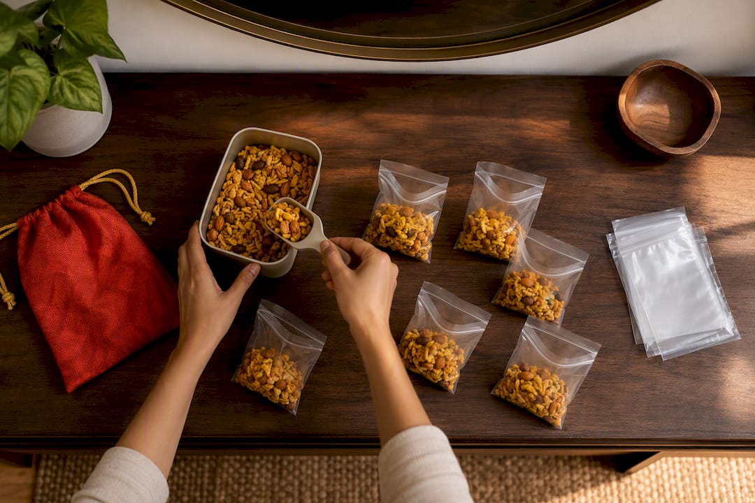 Single snack portions in resealable bags
