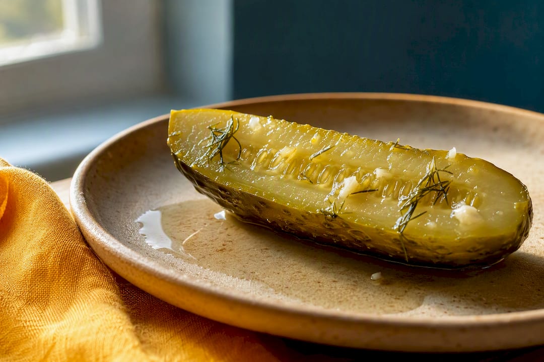 Dill pickle spear with brine
