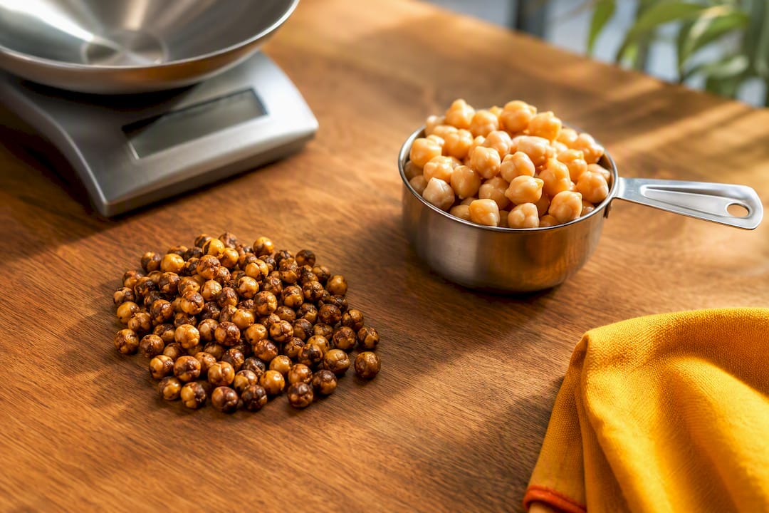 Roasted and boiled chana portions compared