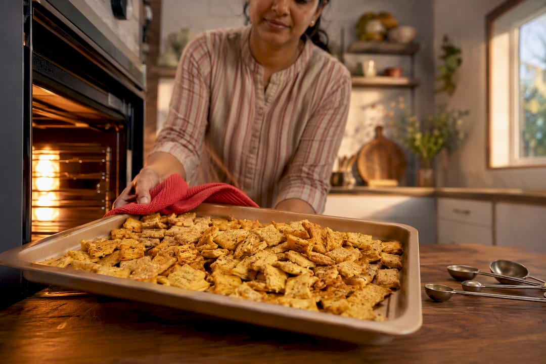 Tray of freshly roasted Indian snacks
