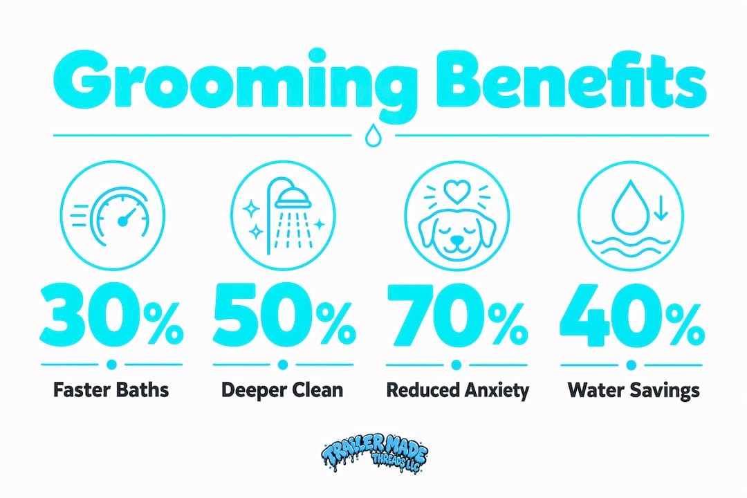 Infographic showing benefits of pressurized spray grooming
