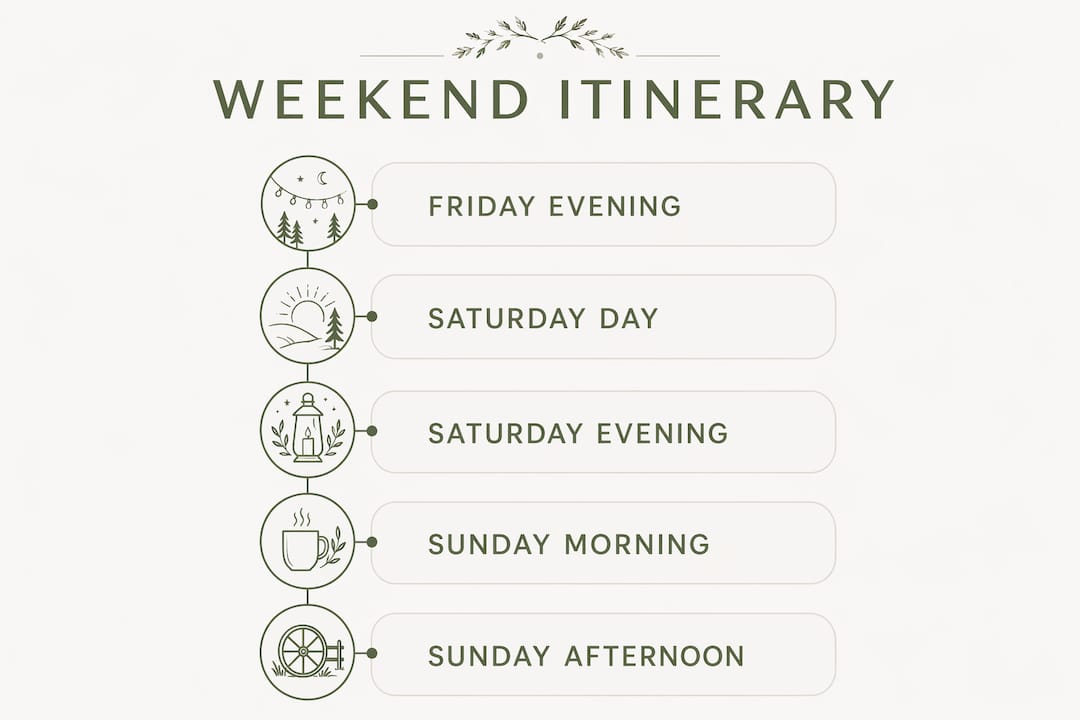 Infographic displaying anniversary weekend itinerary steps