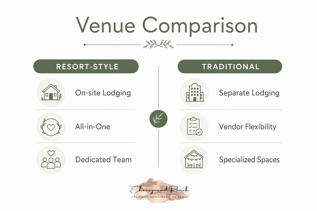 Comparison infographic of resort vs traditional wedding venues