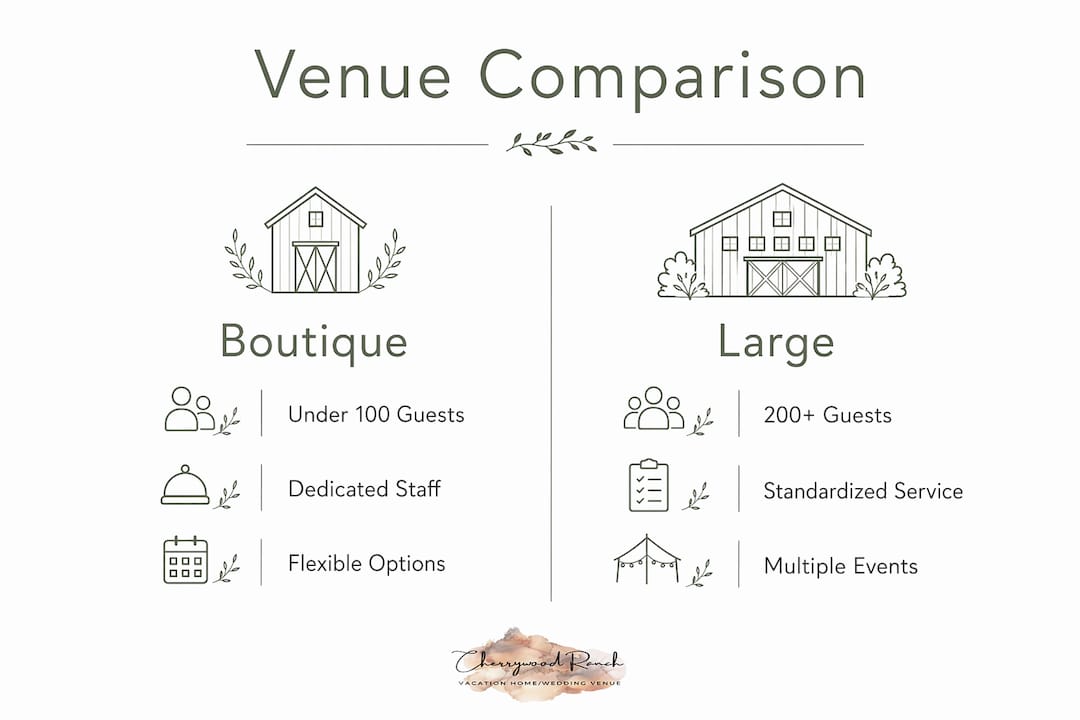Infographic comparing boutique and large wedding venues
