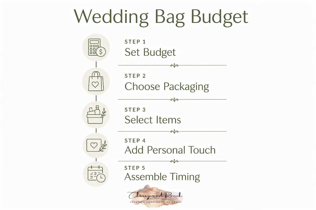 Infographic illustrating wedding bag budgeting steps