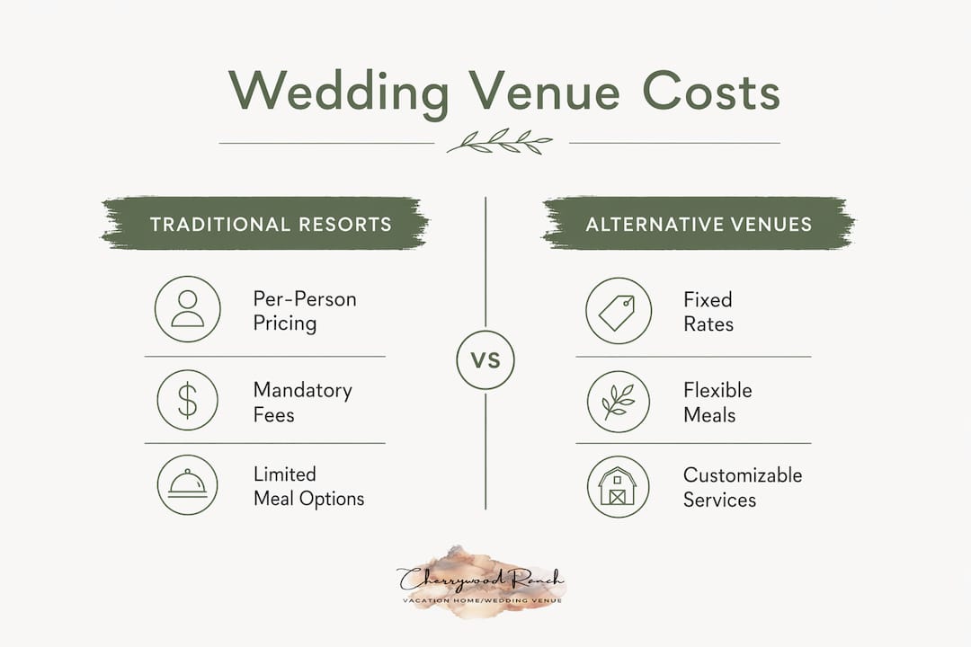Infographic comparing resort and alternative wedding venue costs