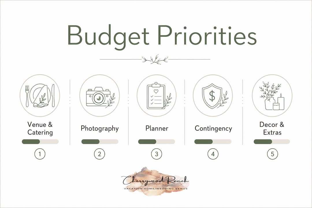Infographic showing destination wedding budget priorities