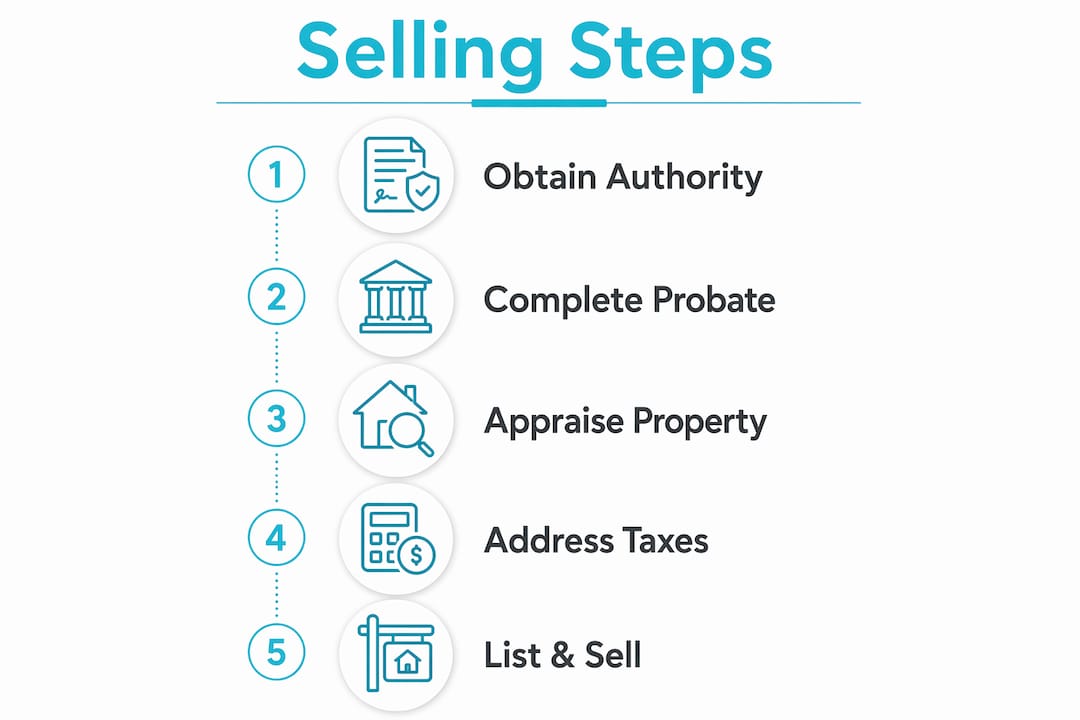 Infographic outlining steps to sell inherited home