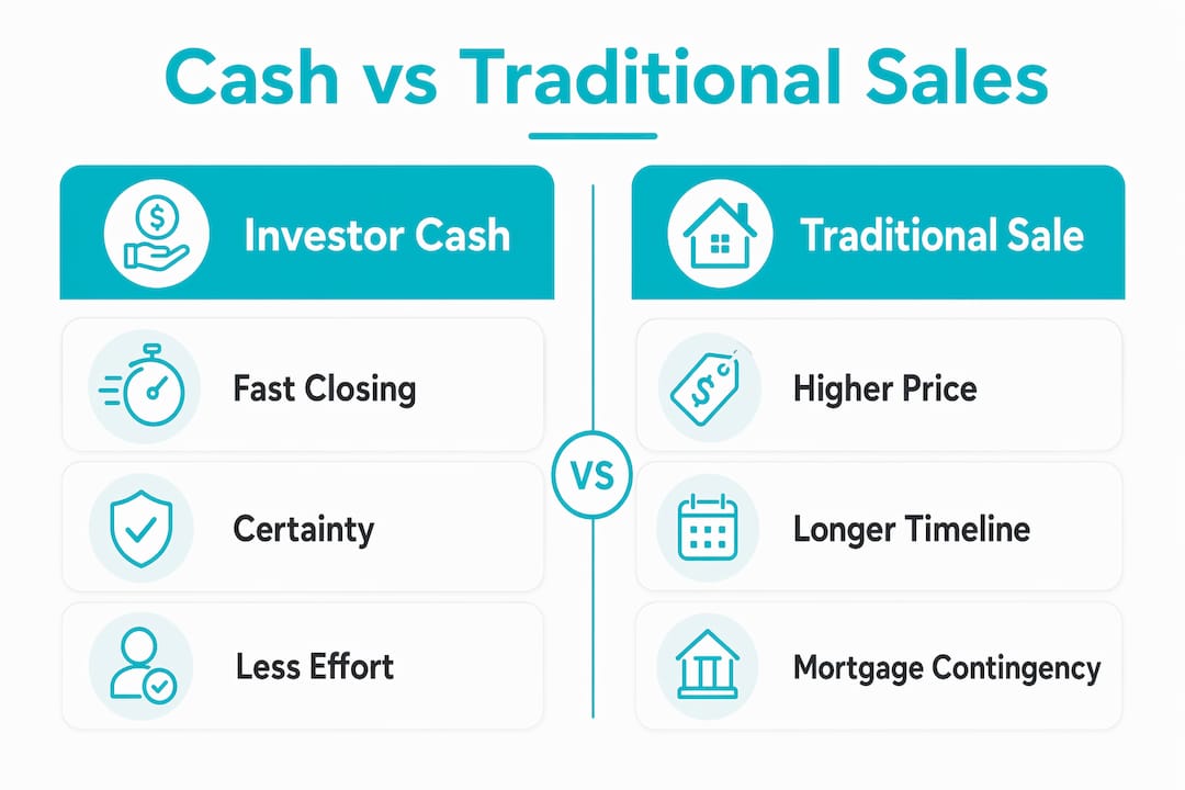 Infographic comparing cash offers and traditional sales